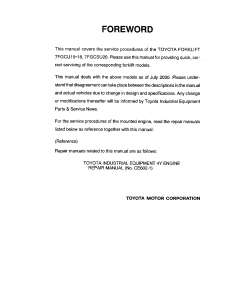 Toyota 7FGCU15 7FGCU18 7FGCSU20 Lift truck Service workshop manual PDF download