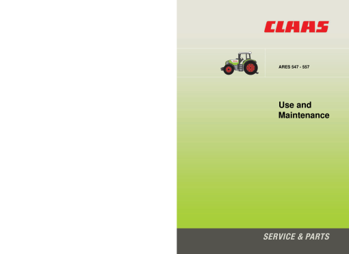 Claas ARES 547 557 567 577 Tractor Operation Manual