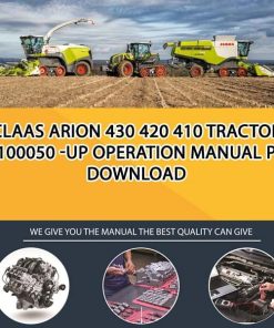 Claas ARION 430 420 410 Tractor A2100050 -up Operation Manual PDF Download
