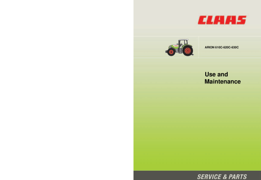 Claas ARION 610C 620C 630C Tractor Type A2004DA A2014EA A2024EA Operation Manual