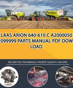 Claas ARION 640-610 C A2000050 - A2099999 Parts Manual PDF Download