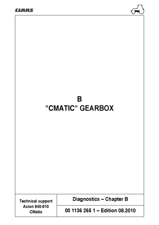Claas AXION 840 830 820 810 CMATIC B Tractor Service Repair Manual