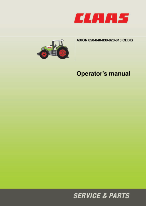 Claas AXION 850 840 830 820 810 CEBIS Tractor Operation Manual