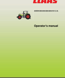 Claas AXION 850 840 830 820 810 CIS Tractor Operation Manual