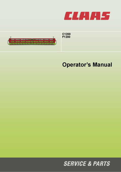 Claas C1200 F1200 Combines Operation Manual