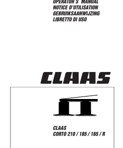 Claas CORTO 210 185 165 R Mower Operation Manual