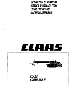Claas CORTO 252 N Mower Operation Manual