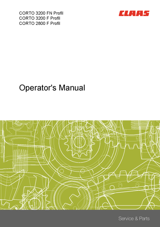Claas CORTO 2800F 3200F 3200FN Profil Mower Operation Manual