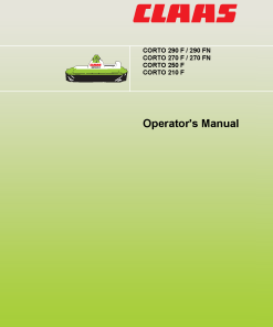 Claas CORTO 290F 270F 250F 210F 270FN 290 FN Mower Operation Manual