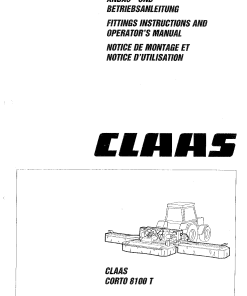 Claas CORTO 8100 T Mower Assembly and Operation Manual