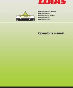 Claas DISCO 3050 F FC PLUS 3000 FC Mower Operation Manual