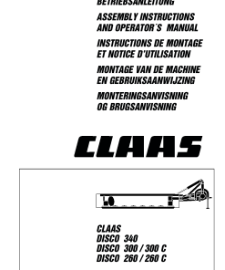 Claas DISCO 340 300 260 C Mower Assembly and Operation Manual