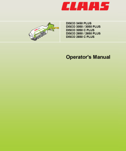 Claas DISCO 3450 3050 3050C 2650 2650C PLUS Mower Operation Manual