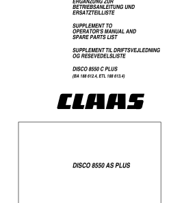 Claas DISCO 8550 AS PLUS Mower Operation Manual