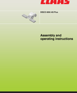 Claas DISCO 8550 AS Plus Mower Assembly and Operation Manual
