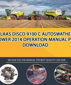 Claas DISCO 9100 C AUTOSWATHER Mower 2014 Operation Manual PDF Download