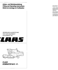 Claas Dominatior 68 S-R Combine Operation Manual