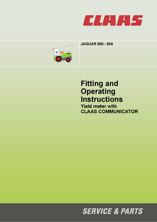 Claas JAGUAR 900 890 870 850 830 COMMUNICATOR Forage Harvester Operation Manual