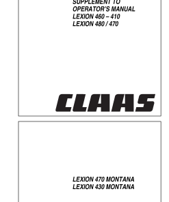 Claas LEXION 470 Montana 430 Montana 460 410 470 480 Combine Operation Manual