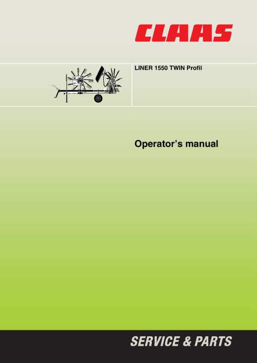 Claas LINER 1550 TWIN Profil Swather Operation Manual