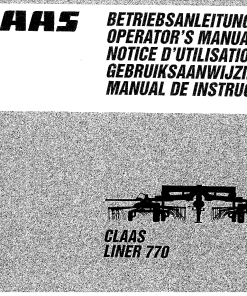 Claas LINER 770 Swather Operation Manual