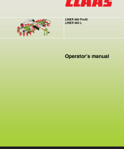 Claas LINER 880 Profil 880 L Swather Operation Manual