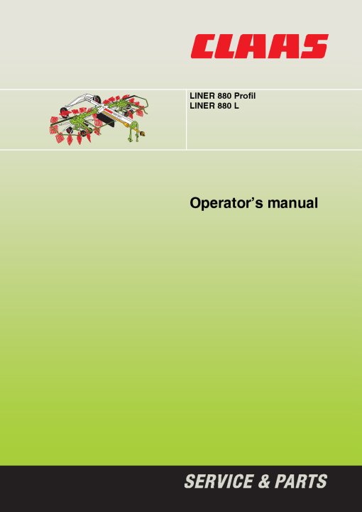 Claas LINER 880 Profil 880 L Swather Operation Manual