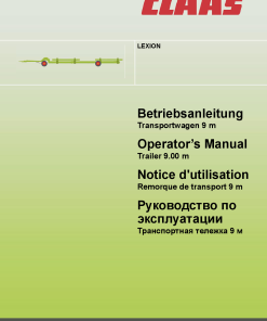 Claas Lexion Trailer 9.00 m Combine Operation Manual