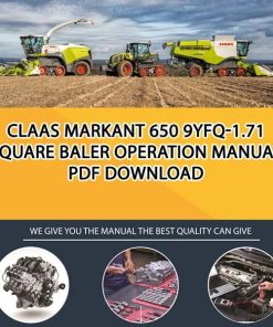 Claas MARKANT 650 9YFQ-1.71 Square Baler Operation Manual PDF Download