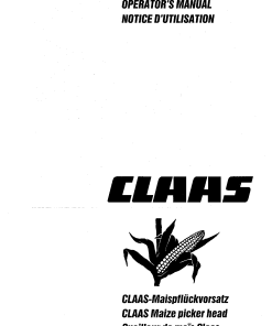 Claas Maize picker head Combine Operation Manual