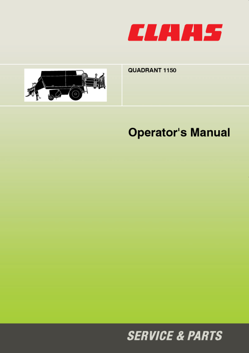 Claas QUADRANT 1150 Baler Operation Manual