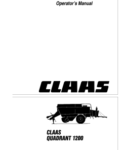 Claas QUADRANT 1200 Baler Operation Manual