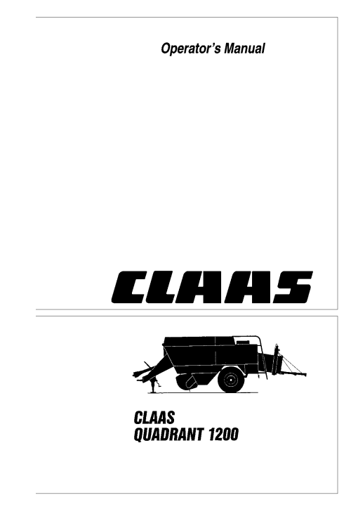 Claas QUADRANT 1200 Baler Operation Manual