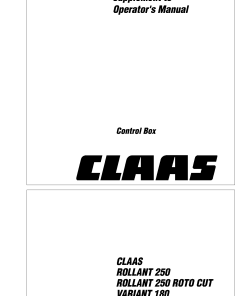 Claas ROLLANT 180 250 ROLLANT 180 250 ROTO CUT Baler Operation Manual