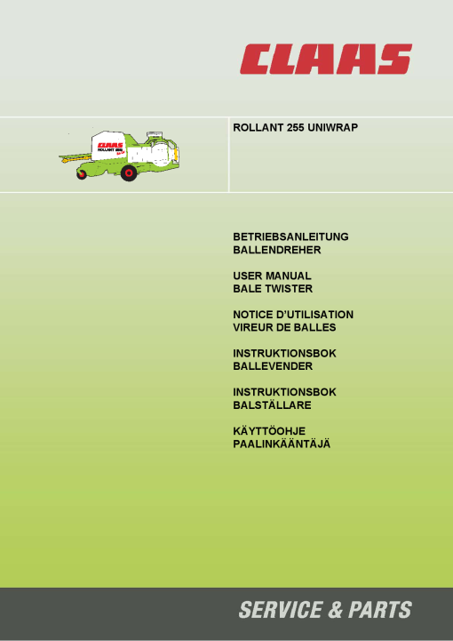 Claas ROLLANT 255 UNIWRAP Baler Operation Manual