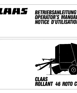 Claas ROLLANT 46 ROTO CUT Baler Operation Manual