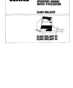 Claas ROLLANT 62 44 Baler Operation Manual
