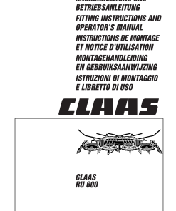 Claas RU 600 Forage Harvester Operation Manual
