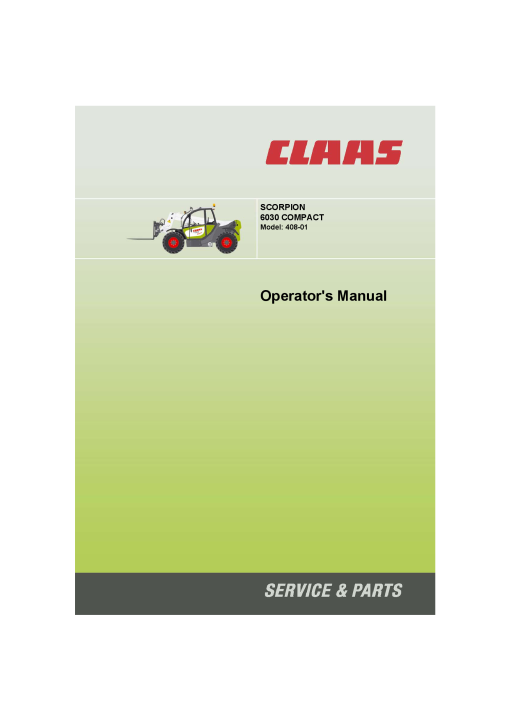 Claas SCORPION 6030 COMPACT Model 408-01 Telehandler Operation Manual