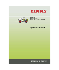 Claas SCORPION 6030 COMPACT from serial no. 408010179 Telehandler Operation Manual