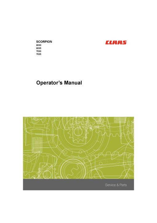Claas SCORPION 7035 7030 6035 6030 Type 15-15K23 13K22 11K21 11K20 Telehandler Operation Manual