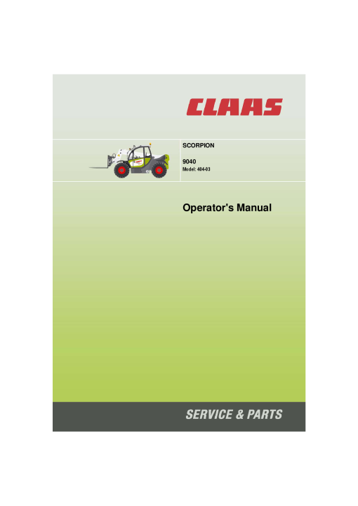 Claas SCORPION 9040 Type 404-03 K05 Telehandler Operation Manual