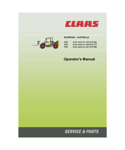 Claas SCORPION AUSTRALIA 7045 7040 7030 146 Telehandler Operation Manual