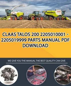 Claas TALOS 200 2205010001 - 2205019999 Parts Manual PDF Download