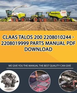 Claas TALOS 200 2208010244 - 2208019999 Parts Manual PDF Download