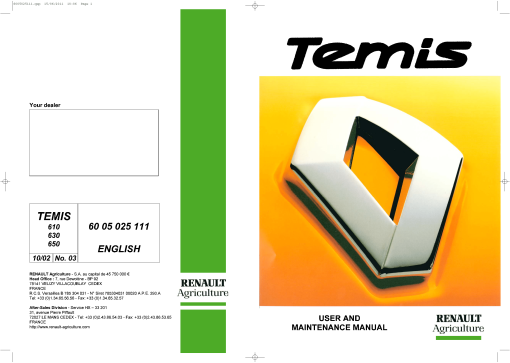 Claas TEMIS 610 630 650 Operation Manual
