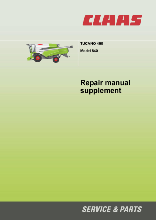 Claas TUCANO 450 Serial 84006016-up Combines Service Repair manual