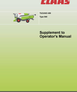 Claas TUCANO 450 Type 840 Combine Operation Manual