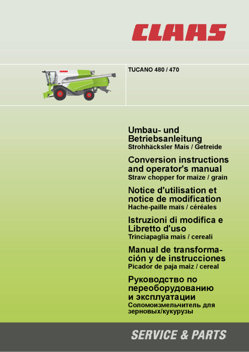 Claas TUCANO 480 470 Combine Operation Manual