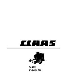 Claas VARIANT 180 Baler Operation Manual